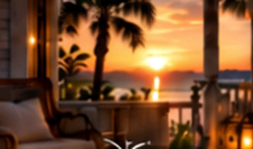 Golden hour from a coastal vacation porch